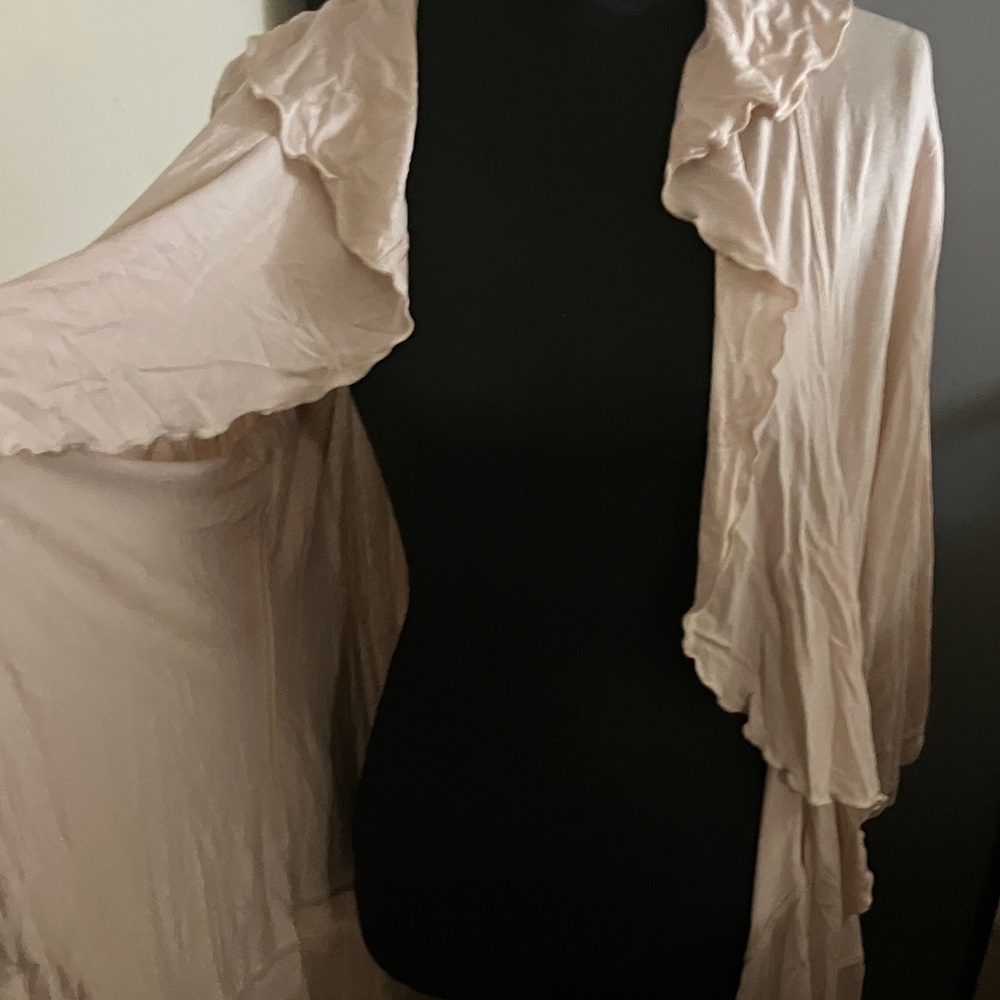 Women's Cream Ruffled Cardigan - Picture 2 of 4